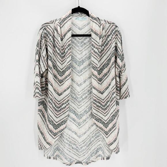 Maurice’s pink black chevron open front longline sweater kimono western summer - Picture 1 of 5